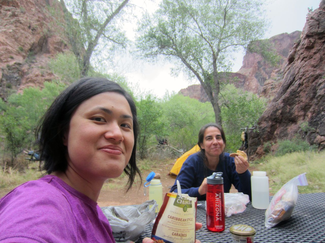 dinner at Bright Angel campsite